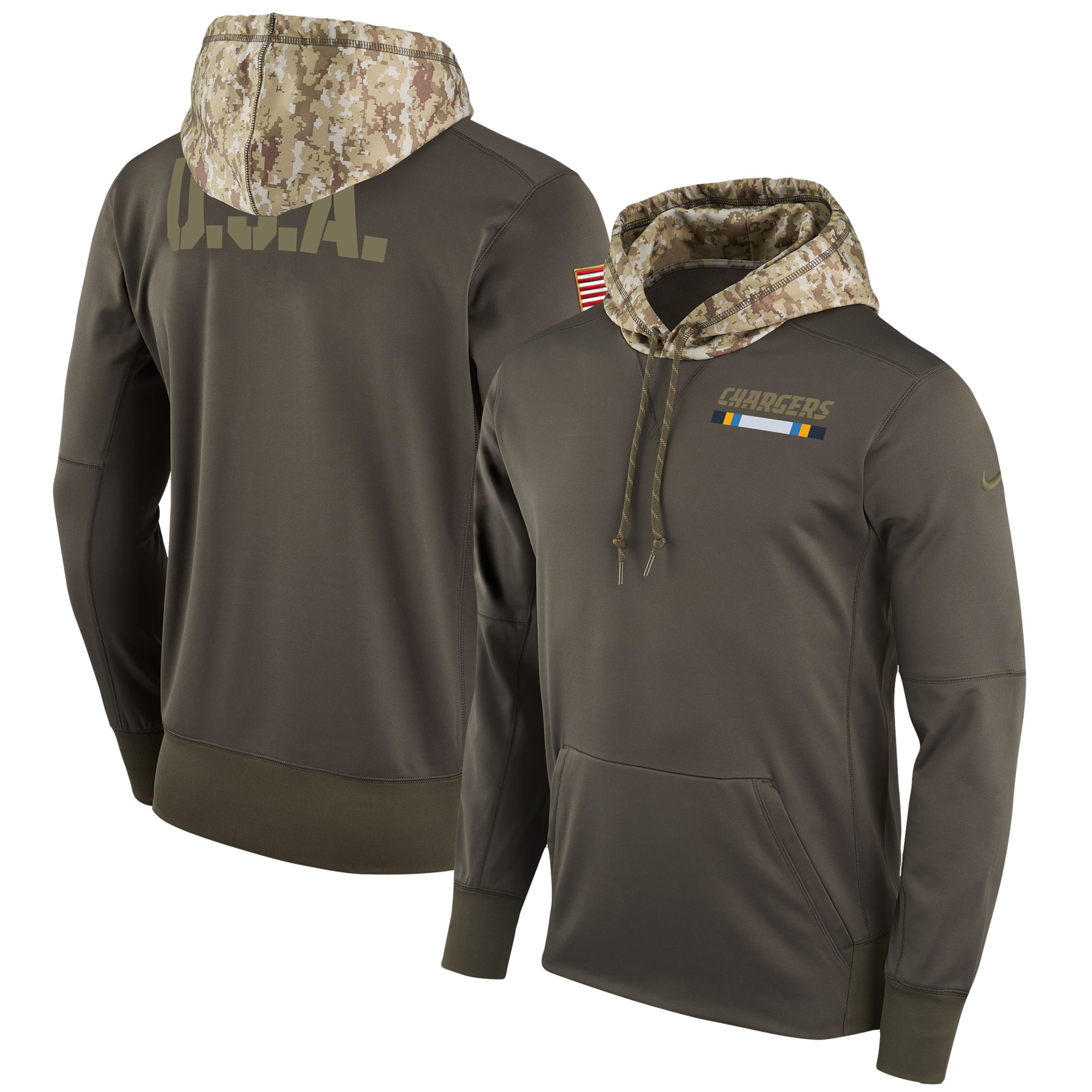 Men NFL Los Angeles Chargers Nike Olive Salute To Service Hoodie Green->los angeles chargers->NFL Jersey